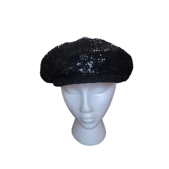 80's Black Sequin Cap - Picture 2 of 5